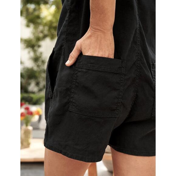 Frank Eileen Romper Ireland Playsuit Italian Performance Linen Black Size L - Picture 3 of 9